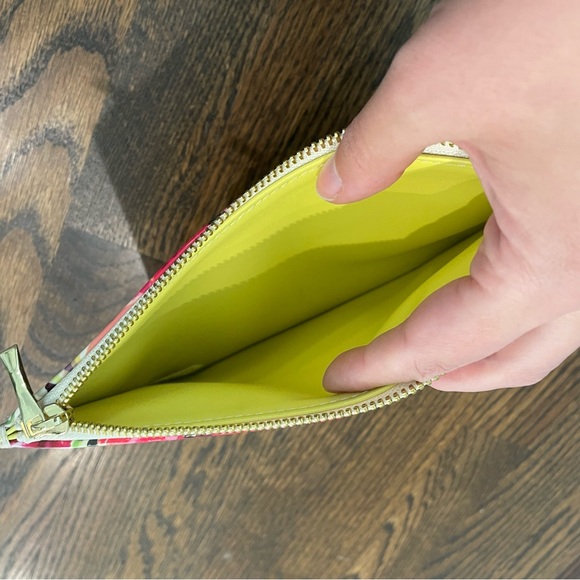 KATE SPADE Floral Print Bumble Bee Vinyl Pencil Case Cosmetic Bag Pouch - Picture 7 of 7